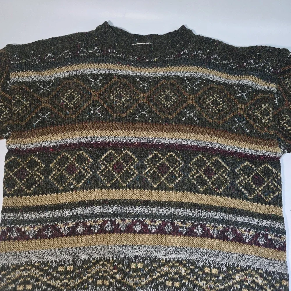 Vintage Prima Magalia Knit Sweater Mens L Brown Wool Blend Crew Neck Coogi Style